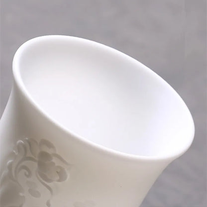 full handmade carved tea cup jade porcelain cup lotus water lily engraved relief kungfu cup of tea 150ml master cups