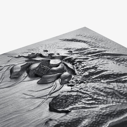 full handmade carved tea tray weighted black stone serving trays lotus embossed Zen style rectangle heavy table for tea set new