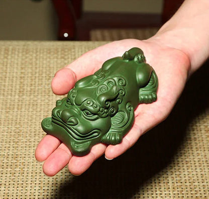 full handmade decoration ornament real yixing zisha tea pet republic green clay brave troops tea play wealth bring high quality