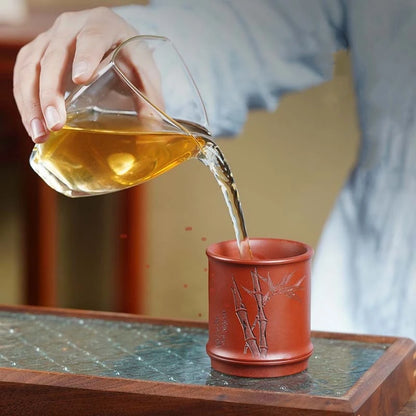 full handmade tea cup on sales original ore real yixing zisha dicaoqing dahongpao clay master mug bamboo carved health care new