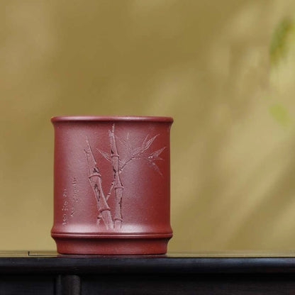 full handmade tea cup on sales original ore real yixing zisha dicaoqing dahongpao clay master mug bamboo carved health care new