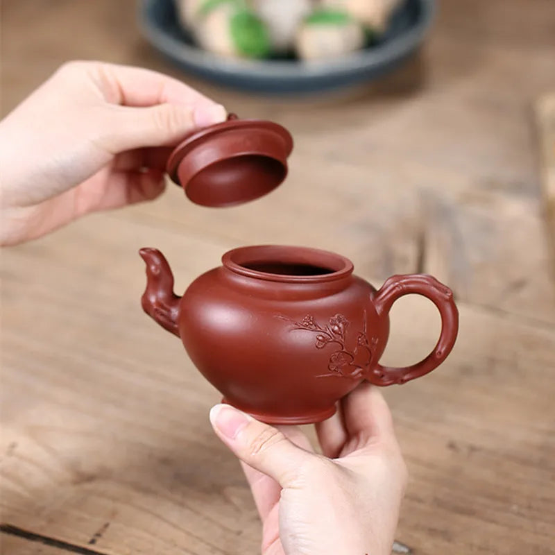full handmade tea pot clearance sales real yixing zisha dahongpao clay marked kungfu tea pots flower relief original ore pot