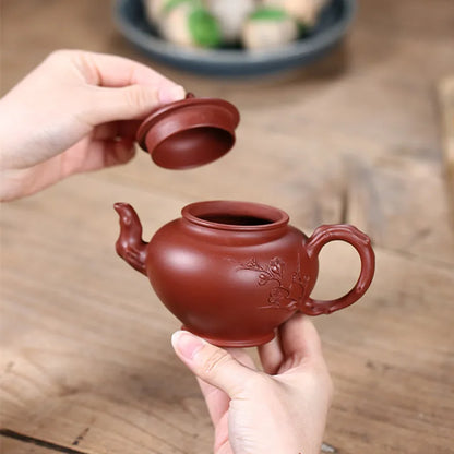 full handmade tea pot clearance sales real yixing zisha dahongpao clay marked kungfu tea pots flower relief original ore pot