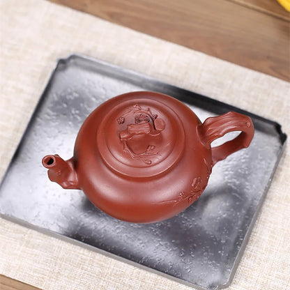 full handmade tea pot clearance sales real yixing zisha dahongpao clay marked kungfu tea pots flower relief original ore pot
