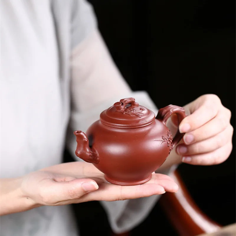 full handmade tea pot clearance sales real yixing zisha dahongpao clay marked kungfu tea pots flower relief original ore pot