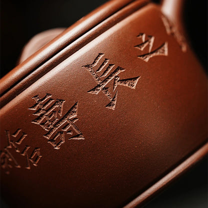 full handmade tea pot hand carved master pot Chinese character marked big opening for Pu'er tea 10 infuser holes water lock pots