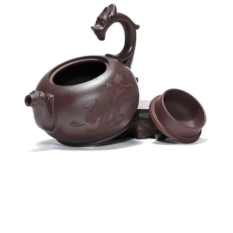 full handmade tea pot marke dragon design carved original ore real yixing zisha purple grit pots 270ml health care made in China