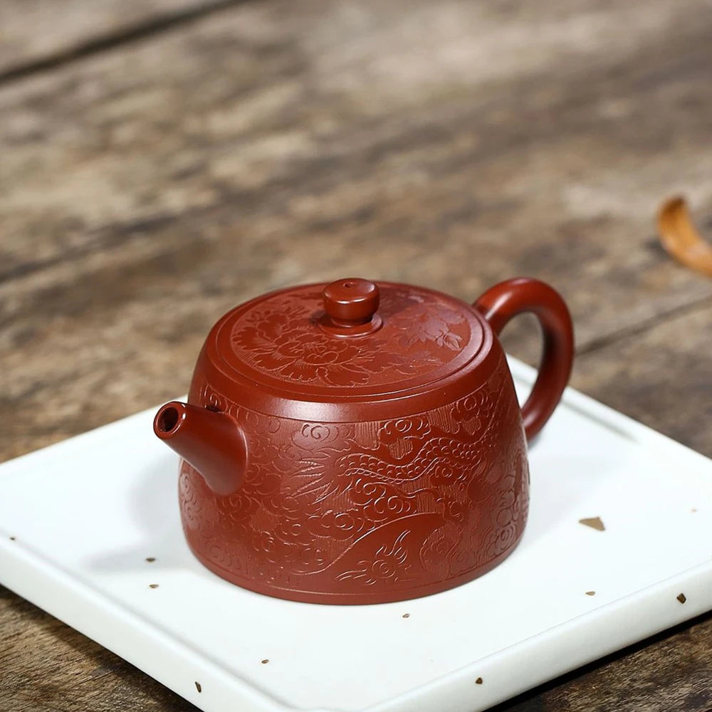 full handmade tea pot original ore real yixing zisha dahongpao clay marked dragon carved embossed JinLan pot 200ml traditional