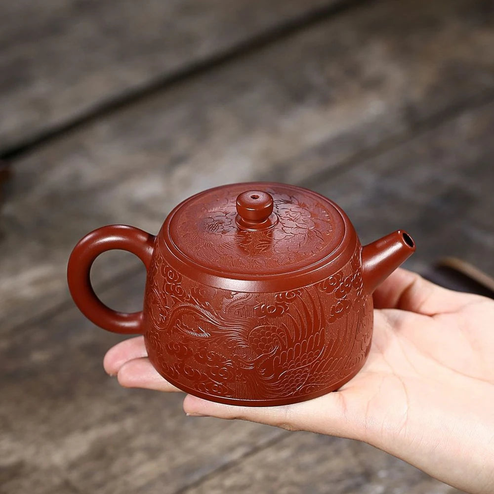 full handmade tea pot original ore real yixing zisha dahongpao clay marked dragon carved embossed JinLan pot 200ml traditional