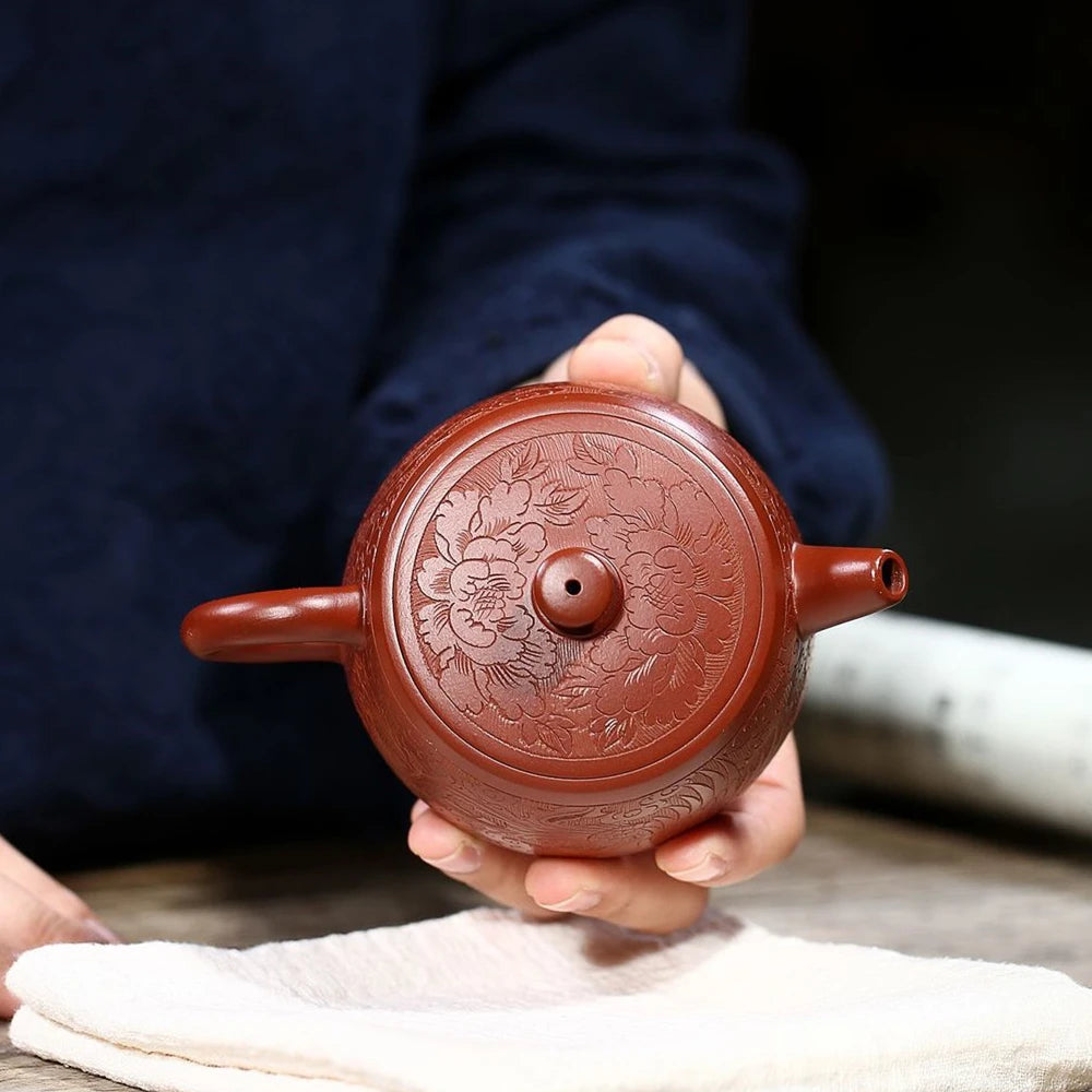 full handmade tea pot original ore real yixing zisha dahongpao clay marked dragon carved embossed JinLan pot 200ml traditional