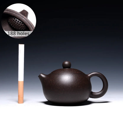 full handmade tea pot very small Chinese kungfu pot marked 188 infuser holes ball shaped real yixing zisha black galaxy clay pot