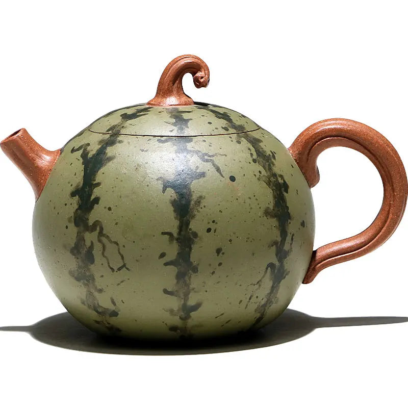 full handmade tea pot watermelon shape creative traditional craft true yixing zisha green clay pot ball shaped infuser holes cup
