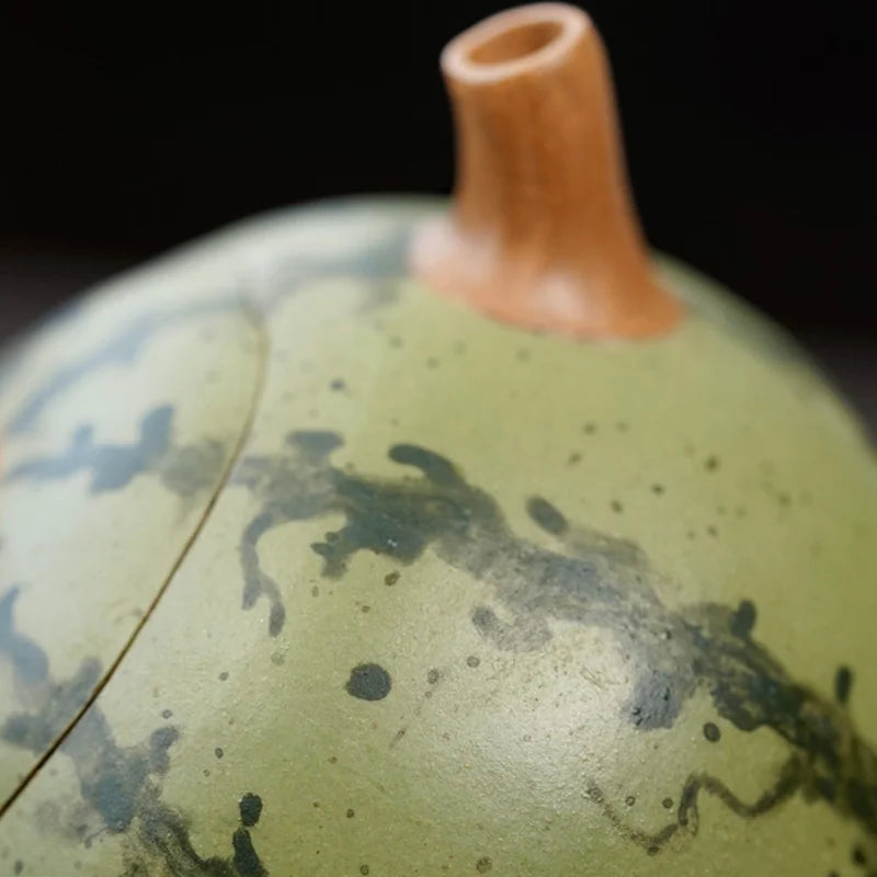 full handmade tea pot watermelon shape creative traditional craft true yixing zisha green clay pot ball shaped infuser holes cup