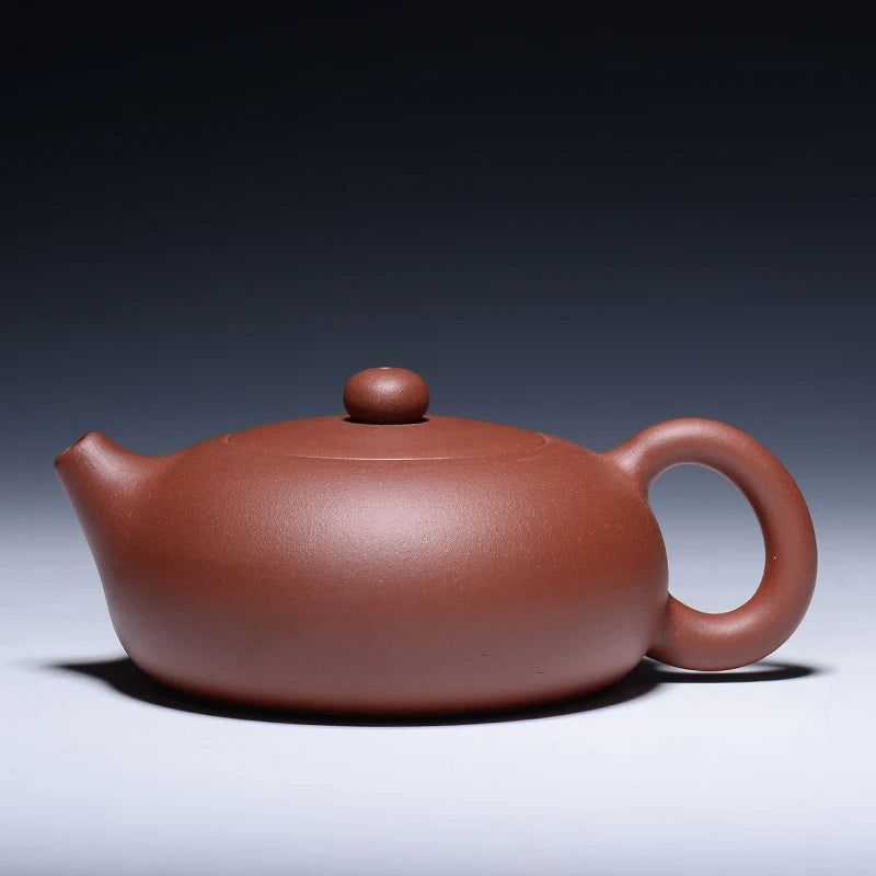 full handmade tea pot zisha yixing purple grit marked flat xishi pot master original ore kungfu pot of tea ball sahped infuser