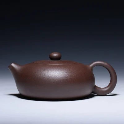 full handmade tea pot zisha yixing purple grit marked flat xishi pot master original ore kungfu pot of tea ball sahped infuser