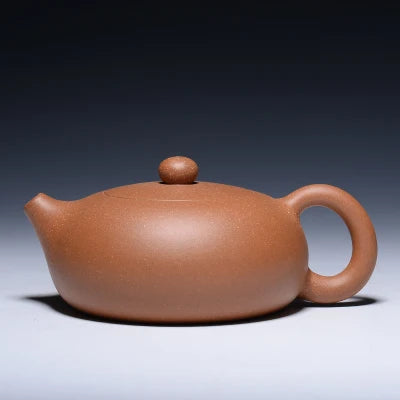 full handmade tea pot zisha yixing purple grit marked flat xishi pot master original ore kungfu pot of tea ball sahped infuser