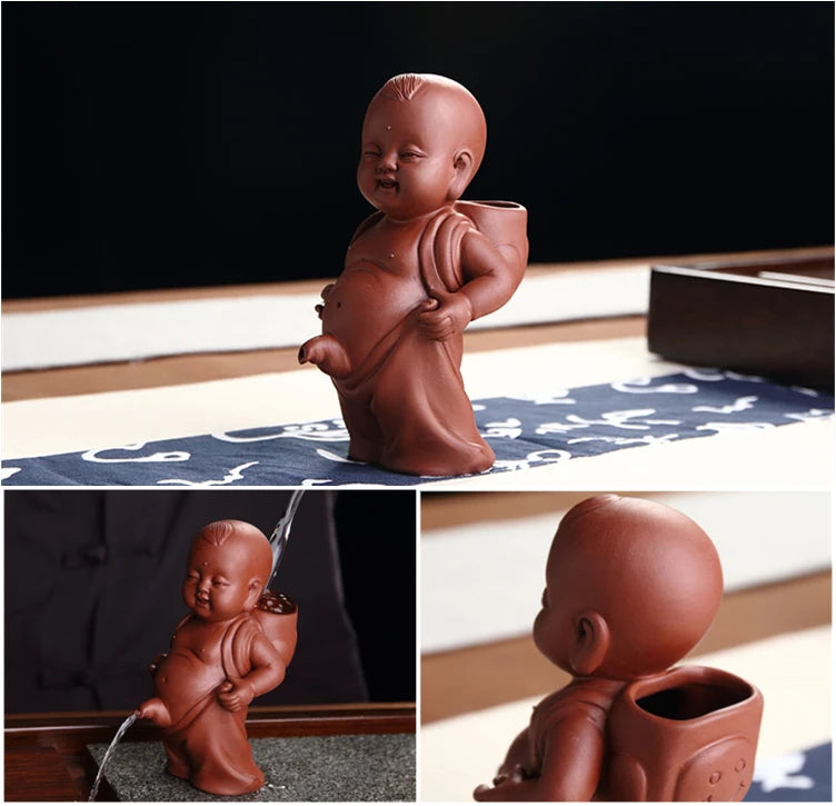 funny pee doll yixing zisha purple clay tea pet creative ornament house warming gift tea play on tea tray Chinese lovely doll