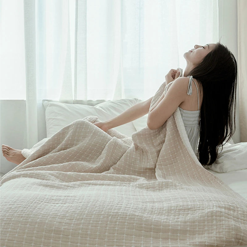 gauze blanket throws soft and cozy 100% cotton bed cover for summer air conditioning room thin blankets queen king size