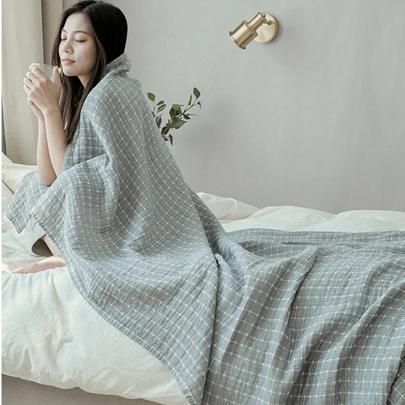 gauze blanket throws soft and cozy 100% cotton bed cover for summer air conditioning room thin blankets queen king size