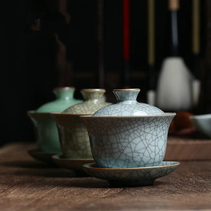 geyao crackle glaze porcelain tureen brother kiln ceramic gaiwan cup bowl set marked covered bowls cup saucer 150ml in  Chinese