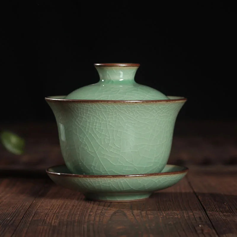 geyao crackle glaze porcelain tureen brother kiln ceramic gaiwan cup bowl set marked covered bowls cup saucer 150ml in  Chinese