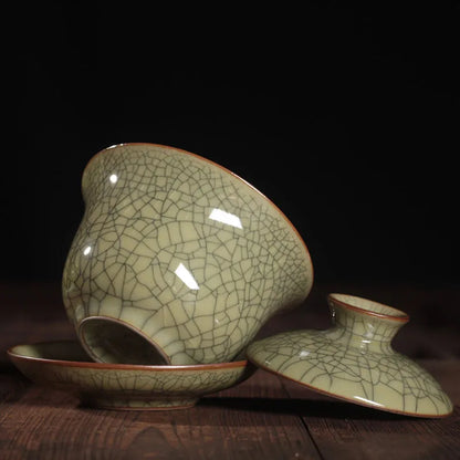geyao crackle glaze porcelain tureen brother kiln ceramic gaiwan cup bowl set marked covered bowls cup saucer 150ml in  Chinese