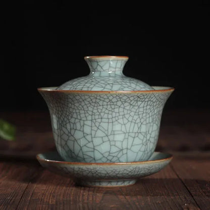 geyao crackle glaze porcelain tureen brother kiln ceramic gaiwan cup bowl set marked covered bowls cup saucer 150ml in  Chinese
