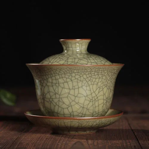 geyao crackle glaze porcelain tureen brother kiln ceramic gaiwan cup bowl set marked covered bowls cup saucer 150ml in  Chinese