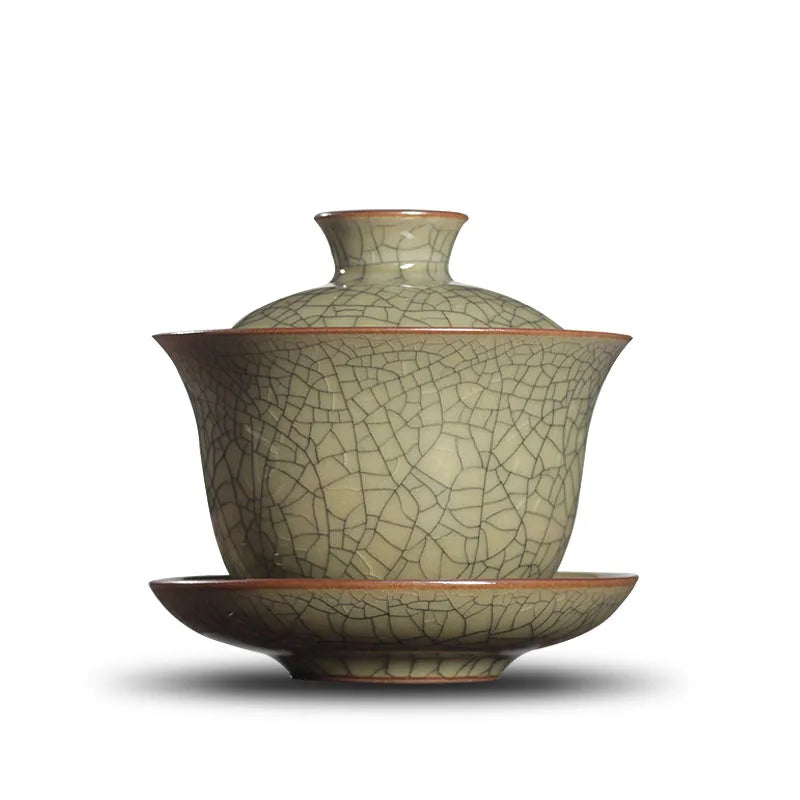 geyao crackle glaze porcelain tureen brother kiln ceramic gaiwan cup bowl set marked covered bowls cup saucer 150ml in  Chinese