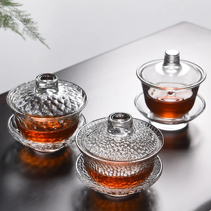 glass gaiwan tureen 100ml/130ml/150ml high boron silicon glass cup bowl lid cup saucer bowl set Chinese tureen tea service cups