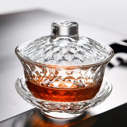 glass gaiwan tureen 100ml/130ml/150ml high boron silicon glass cup bowl lid cup saucer bowl set Chinese tureen tea service cups