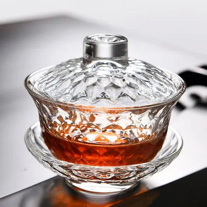 glass gaiwan tureen 100ml/130ml/150ml high boron silicon glass cup bowl lid cup saucer bowl set Chinese tureen tea service cups