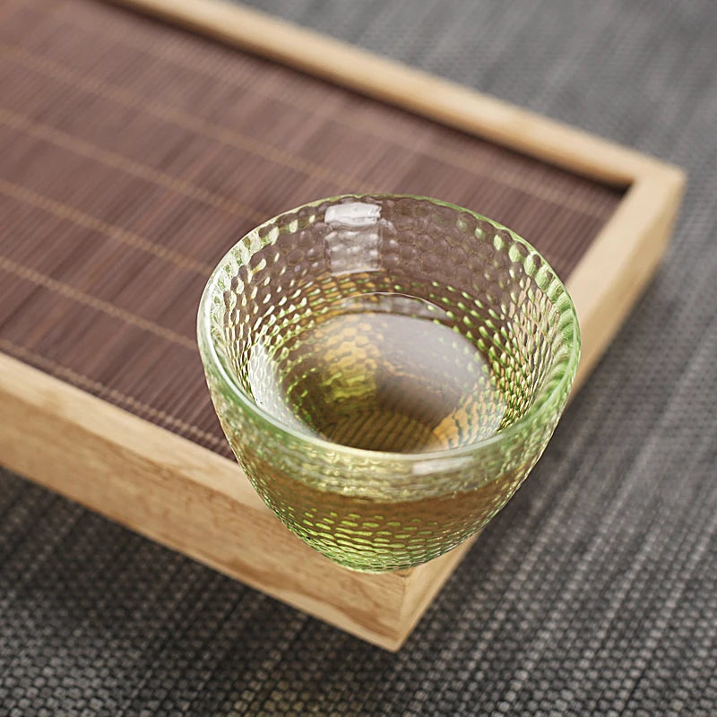 glass heat insulation Chinese kungfu tea cup creative colorful master cup of tea clear coffee cup set 65ml on sales