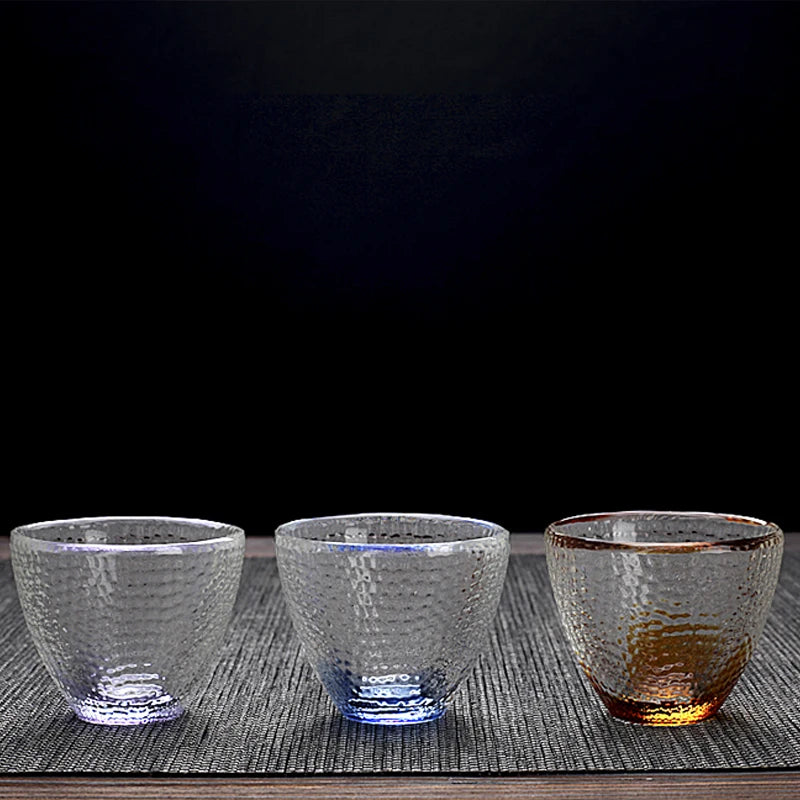 glass heat insulation Chinese kungfu tea cup creative colorful master cup of tea clear coffee cup set 65ml on sales