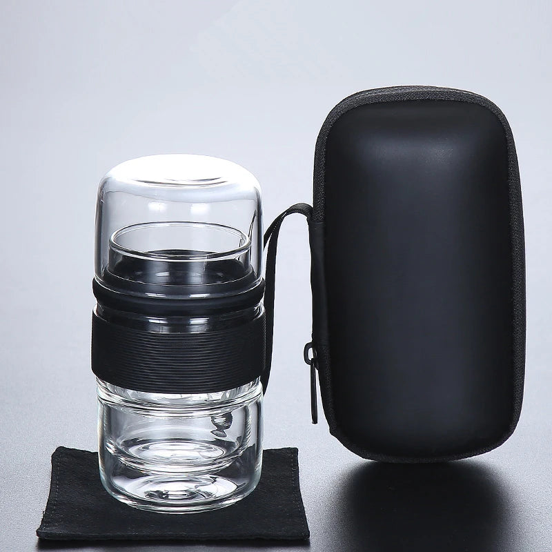 glass tea set travelling office cup with infuser portable bag lead free Borosilicate glass pitcher tea cups heat insulation