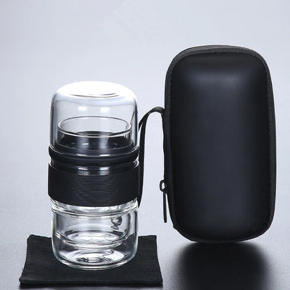 glass tea set travelling office cup with infuser portable bag lead free Borosilicate glass pitcher tea cups heat insulation