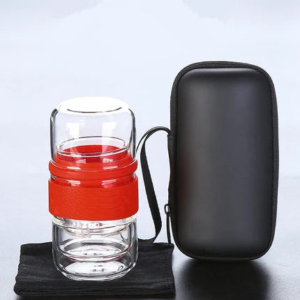 glass tea set travelling office cup with infuser portable bag lead free Borosilicate glass pitcher tea cups heat insulation