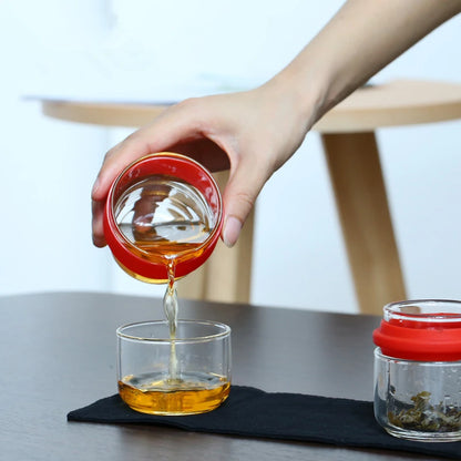 glass tea set travelling office cup with infuser portable bag lead free Borosilicate glass pitcher tea cups heat insulation