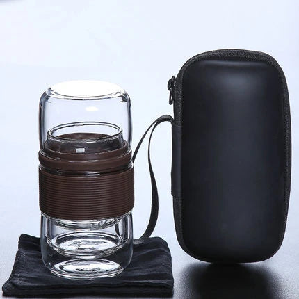 glass tea set travelling office cup with infuser portable bag lead free Borosilicate glass pitcher tea cups heat insulation