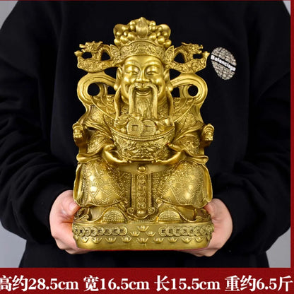 golden copper CAI SHEN YE Mammon statue company home decoration thriving business Money Drawing Good luck God of wealth statue