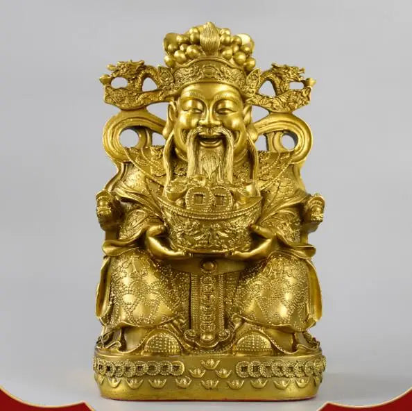 golden copper CAI SHEN YE Mammon statue company home decoration thriving business Money Drawing Good luck God of wealth statue