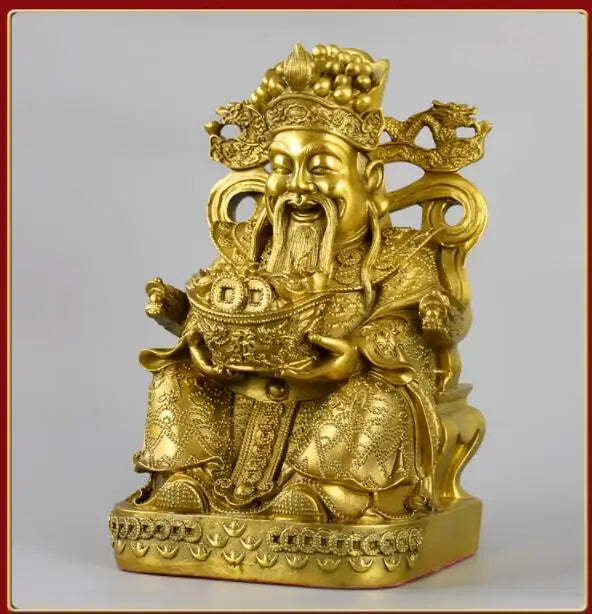 golden copper CAI SHEN YE Mammon statue company home decoration thriving business Money Drawing Good luck God of wealth statue