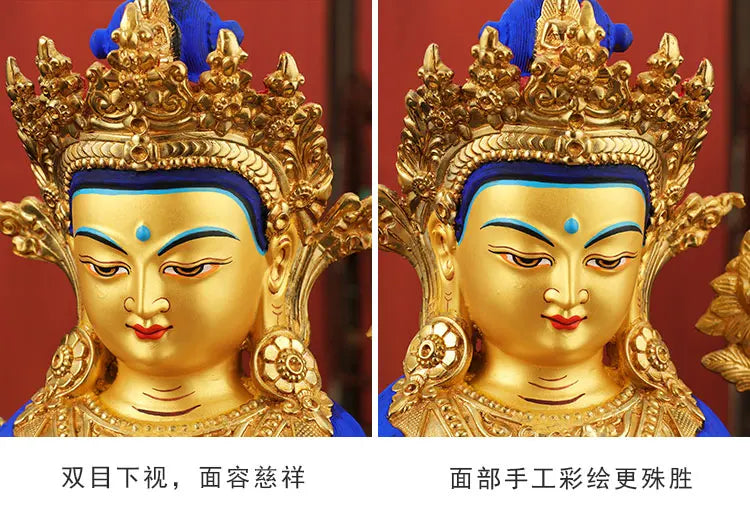good Buddha HOME Temple Greco-Buddhist efficacious Protection # Buddhism Four arm Guanyin Buddha gild statue  46CM