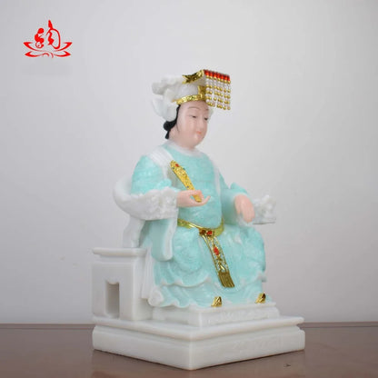 good -high-grade Home efficacious Talisman Mascot Goddess of SEA Matsu MAZU Guanyin Buddha jade gilding Sculpture statue 28cm
