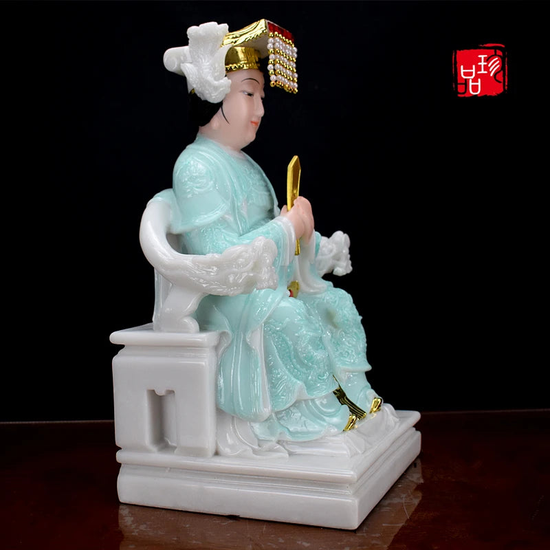 good- high-grade Home efficacious Talisman Mascot Goddess of SEA Matsu MAZU Guanyin Buddha jade gilding Sculpture statue  28cm
