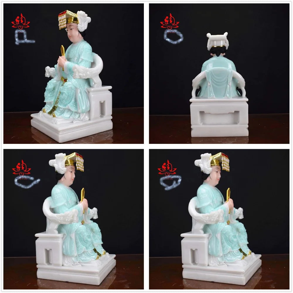 good- high-grade Home efficacious Talisman Mascot Goddess of SEA Matsu MAZU Guanyin Buddha jade gilding Sculpture statue  28cm