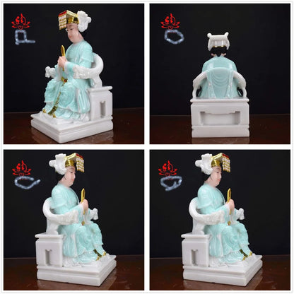 good- high-grade Home efficacious Talisman Mascot Goddess of SEA Matsu MAZU Guanyin Buddha jade gilding Sculpture statue  28cm