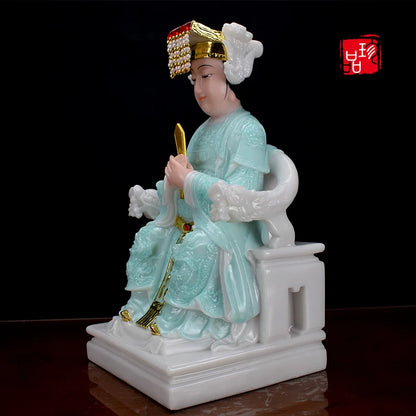 good- high-grade Home efficacious Talisman Mascot Goddess of SEA Matsu MAZU Guanyin Buddha jade gilding Sculpture statue  28cm