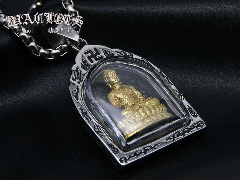 good luck  Buddhist Greco-Buddhist pocket travel efficacious Buddha Bless Talisman Titanium steel Pendant Amulet