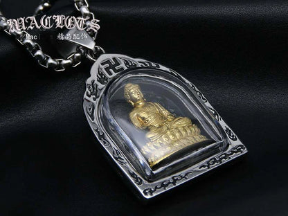 good luck  Buddhist Greco-Buddhist pocket travel efficacious Buddha Bless Talisman Titanium steel Pendant Amulet